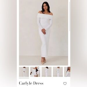 ONLY WORN ONCE White Midi Long Sleeve Off the Shoulder Dress
